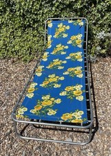 Vintage 1970’S Sun Bed Lounger Retro Floral Pattern Garden Camping Summer