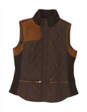 ZARA Womens Quilted Gilet UK 18 XL Brown Colourblock Polyester IU03