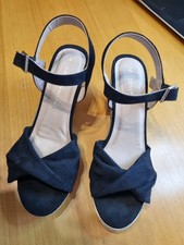 Black faux suede cork platform