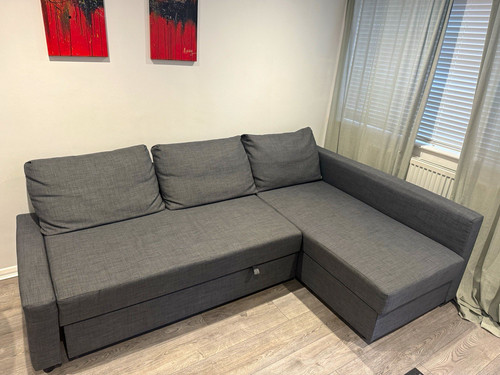 Grey shaped corner sofabed - l-shaped,