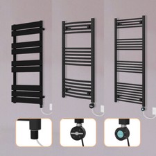 Prefilled Electric Heated Towel Rail Straight Curved Flat Panel Radiator Black