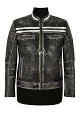 Men's Leather Jacket Black Vintage Napa Biker Speed Punk Style CAFE RACER Jacket