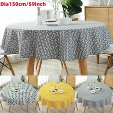 Round Table Cloths Cotton Linen Cover Garden Dining Tableware Party Tablecloth