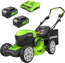 Greenworks 48V 2x24V Self Propelled Cordless Lawnmower 2x 4Ah Batteries Charger
