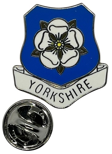 Yorkshire pin badge white - yorkshire, rose