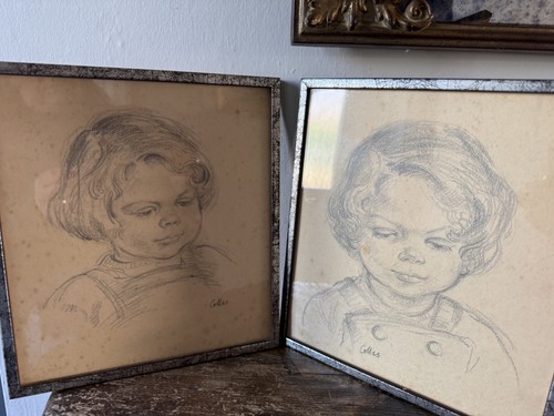 Two vintage pencil sketches - vintage,