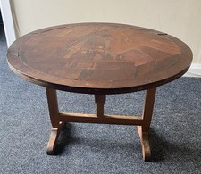 Marquetry Inlaid Windmill Tilt Top/Folding Round Side Table