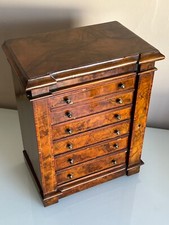 19th C Miniature Walnut Wellington Chest , Collectors - Specimen Cabinet 