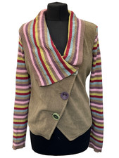 Per una M&S cardigan size S green fleece button front polyester blend womens