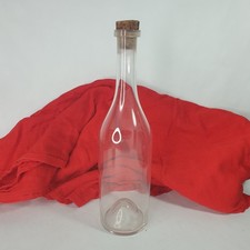 Antique Clear Glass Wine Bottle Push-Up Kick-Up Base Cylinder 11.5" w/ Cork 