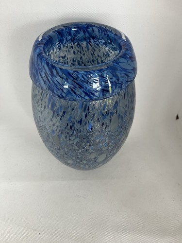 Blue hand blown - glass, vase