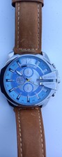 Mens Curren Watch 50mm Blue Face Tan Leather  Strap