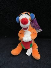 Disney Store Christmas Tigger With Earmuffs And Stocking 8.5" Plush Stuffed