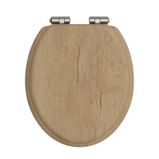 Heritage Oak Toilet Seat with Soft Close Chrome Hinges