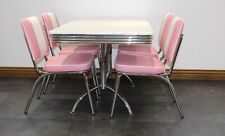 American Diner Furniture 50s Style Retro White Booth Table And 4 Pink Chairs