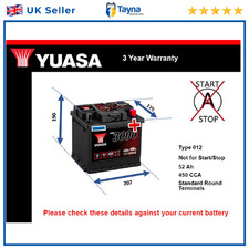 Car Battery YBX3012 Yuasa 012