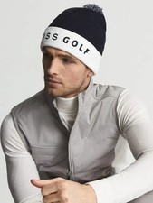 REISS Golf Club Bobble Pom-Pom Hat Blue & Ecru - One Size. In VVGC