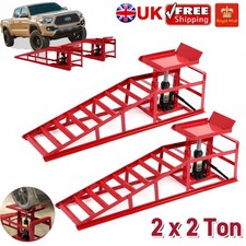 2 Pack Hydraulic Car Ramps 4410lbs/2T Capacity Low Profile Car Lift Service Ramp