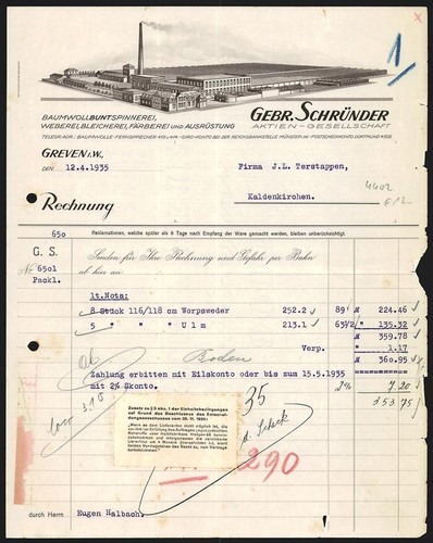 Invoice greven 1935 - invoice, i.