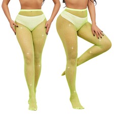 New Womens Coloured Rhinestone Crystal Fishnet Festival Tights Sparkle UK 6-16