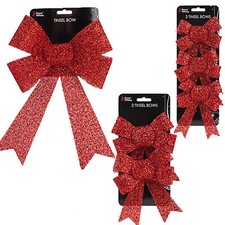 Christmas Red Tinsel Bows Tree