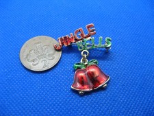 Lovely Drip Oil Gold Tone Jingle Bells Brooch. New.