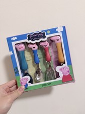 4Pcs/set Tableware Peppa Pig Fork Spoon Toy set George birthday For Kids Gifts