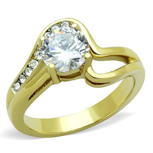 Ladies gold engagement ring - ladies,