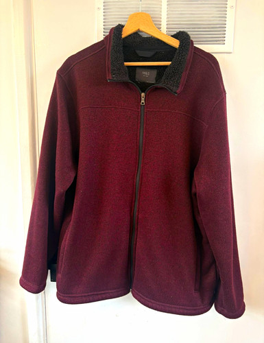 Burgundy fleece full zip - m&s,