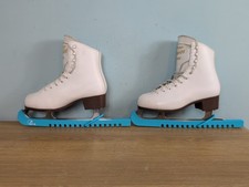 Graf Davos Gold White Ice Figure Skating Boots With Protectors Size Uk 4 Eu 37 .