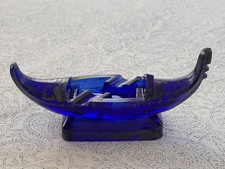 Bristol Blue Glass Silver Filigree Overlay Gondola Astray Tobacciana 