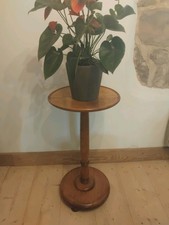 Antique Solid Oak Pedestal Side Table, Plant Stand, Jardinere Light Oak 