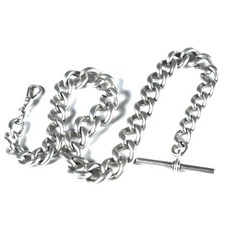 A Very Nice Hallmarked Sterling Silver Heavy Graduated Albert Chain (A)