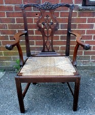 Georgian Chippendale period & design antique mahogany desk elbow armchair chair