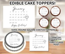EDIBLE Cake CUSTOM Toppers Personalised BIRTHDAY Calendar Theme ICING RICE WAFER