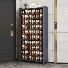 Bamboo Sneaker Shoe Storage Shelves with Open Space 162 x 79 x 32 cm - Grey