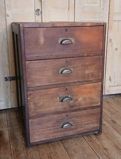 ANTIQUE BANK OF DRAWERS WITH