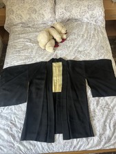 Real Silk Japanese Kimono Jacket Size M Black Excellent Condition