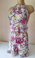 Lipsy Halter Neck Playsuit Size 18 Tropical Pink Multi