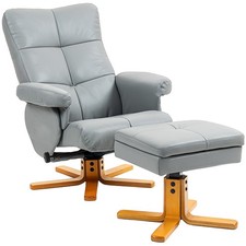 Recliner Chair Ottoman Swivel Storage Footrest Lounge Seat Furniture Light Grey