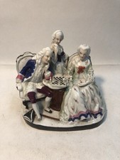 Rare 18th Century German Porcelain Conta Boehme Couple playing Chess - Inkwell