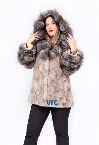 Silver mink jacket with - with,