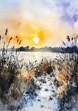 Golden Winter Sunrise 5"x7"