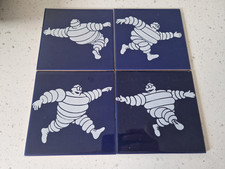 MICHELIN MAN Set Of 4 Original Advertising Tiles-Made In Spain-RARE