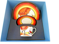 Wedgwood Clarice Cliff Collection - After House & Bridge pattern Trio - Boxed