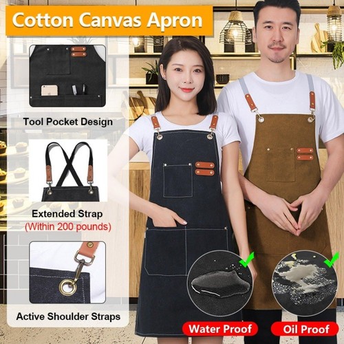 Adjustable canvas apron - adjustable, pocket