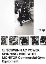 1x  SCHWINN AC POWER SPINNING  BIKE  WITH MONITOR Commercial Gym Equipment 