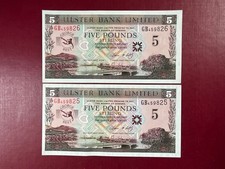 Genuine GEORGE BEST Five Pound Notes,Consecutive numbers with original wallet.