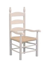 Dolls Houses Ladderback Chair Woven Seat Carver White Kitchen Dining Furniture