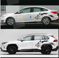 2pcs Car Stickers Running Wolf Vinyl Decals Door Side Pickup Vehicle Truck